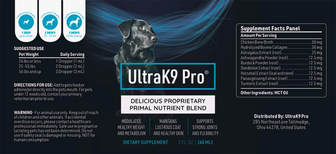 UltraK9 Pro Supplement Facts