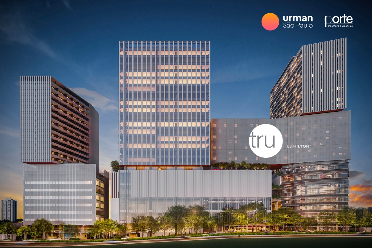 Hotel TRU by Hilton está localizado no Urman São Paulo - maior complexo multiúso da cidade.