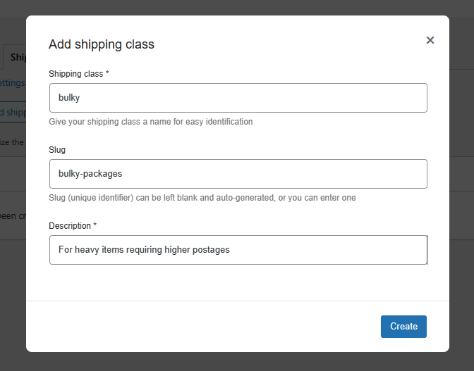 add shipping class