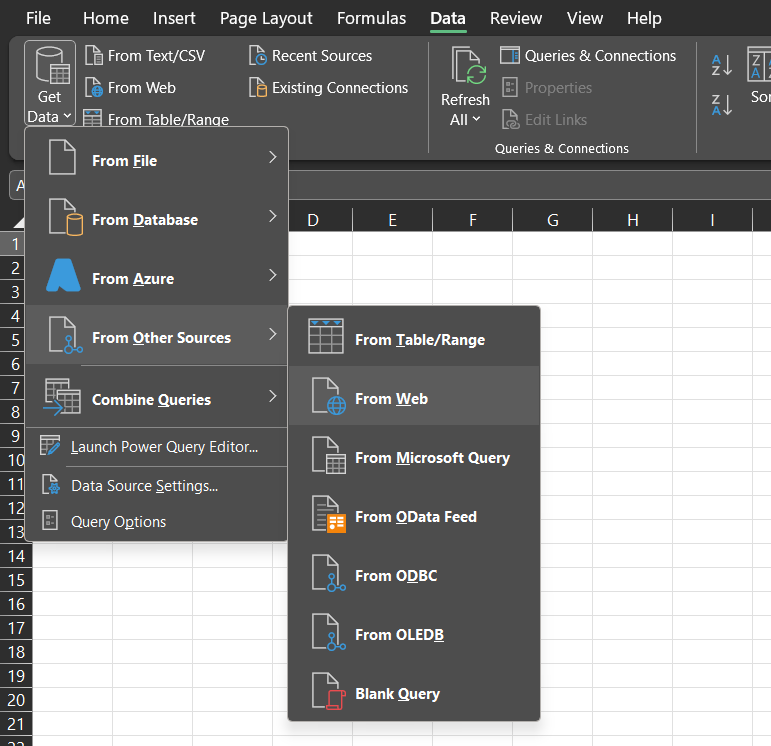 get weather information in Excel