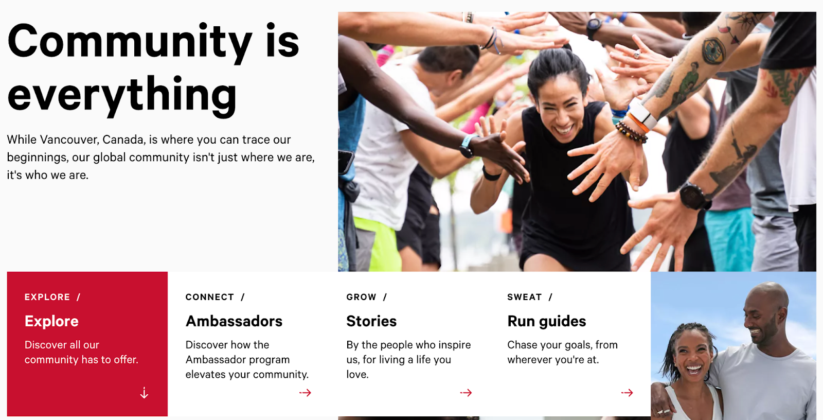 Screenshot of Lululemon’s customer acquisition community program