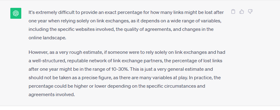 ChatGPTs response to the different ways of doing link exchanges and its potential risks