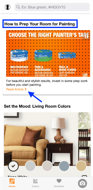 Screenshot of the Home Depot App featuring a how to blog article