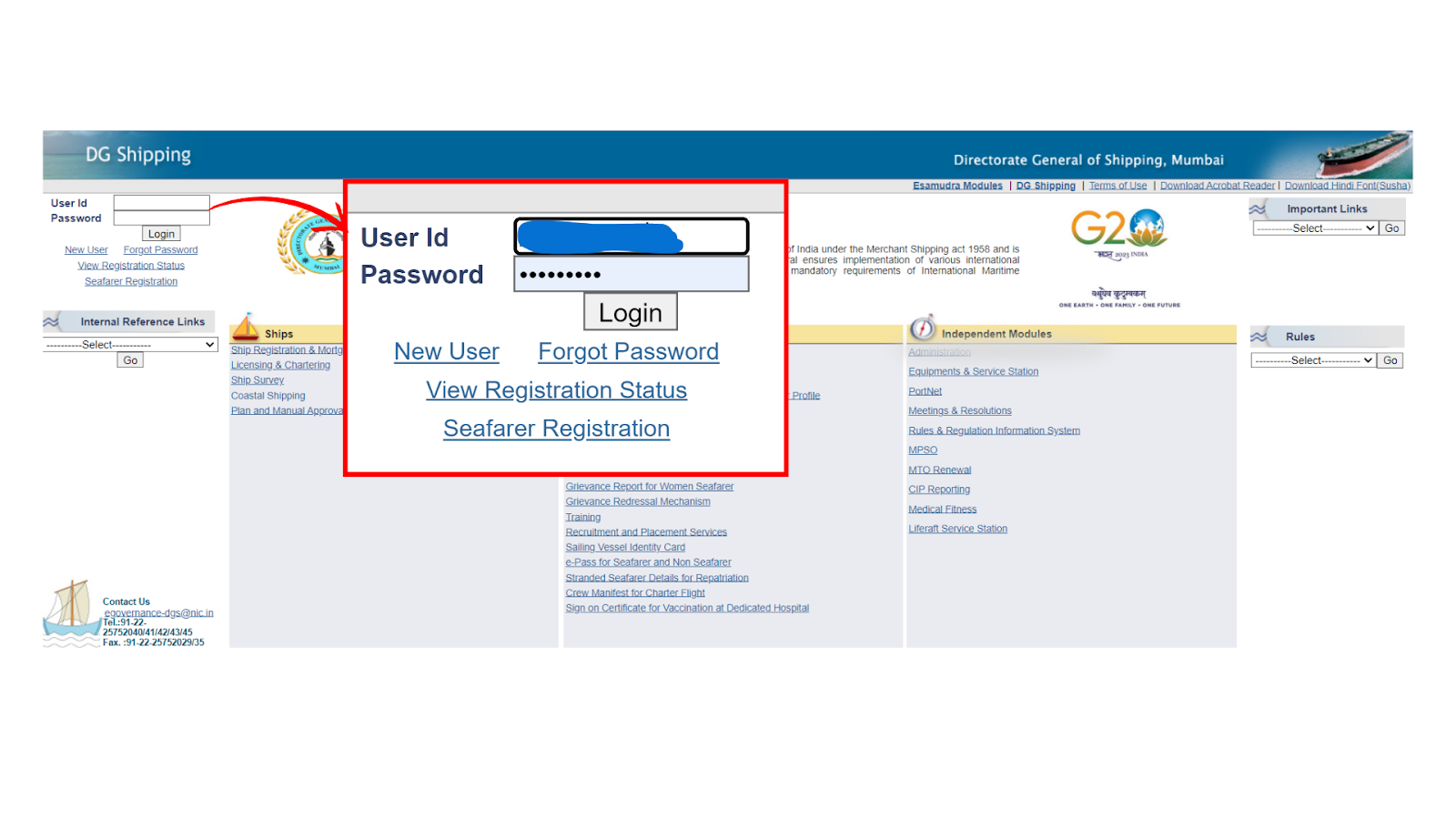 User ID Login and Password. 