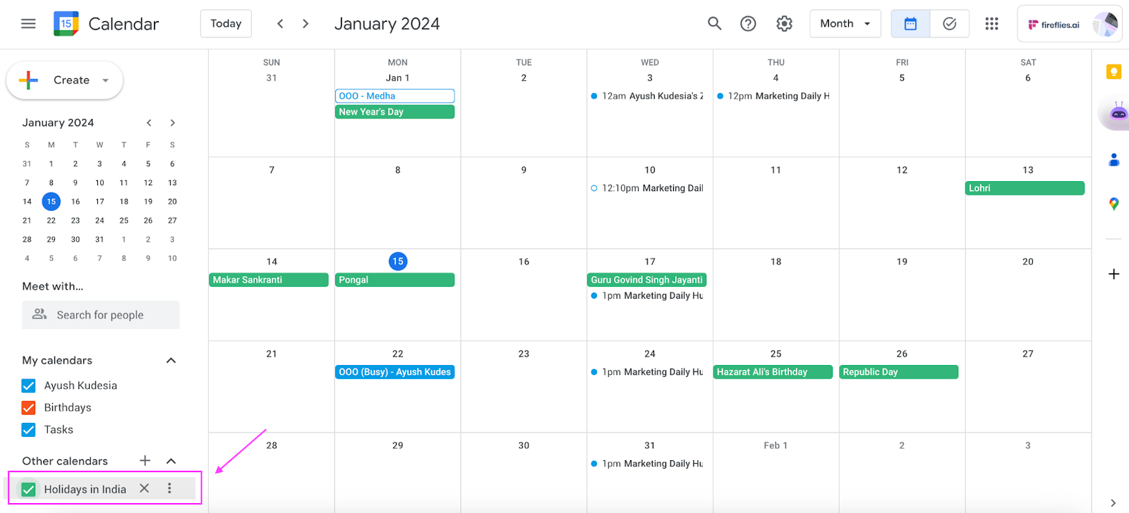How to change the color scheme in Google Calendar - On desktop