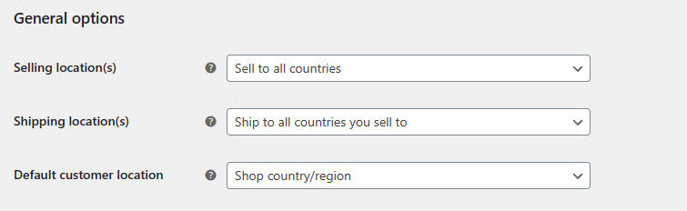 general shipping settings