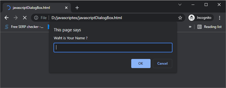 javascript prompt box example