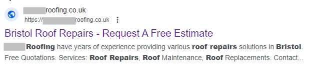 google ads for roofers example