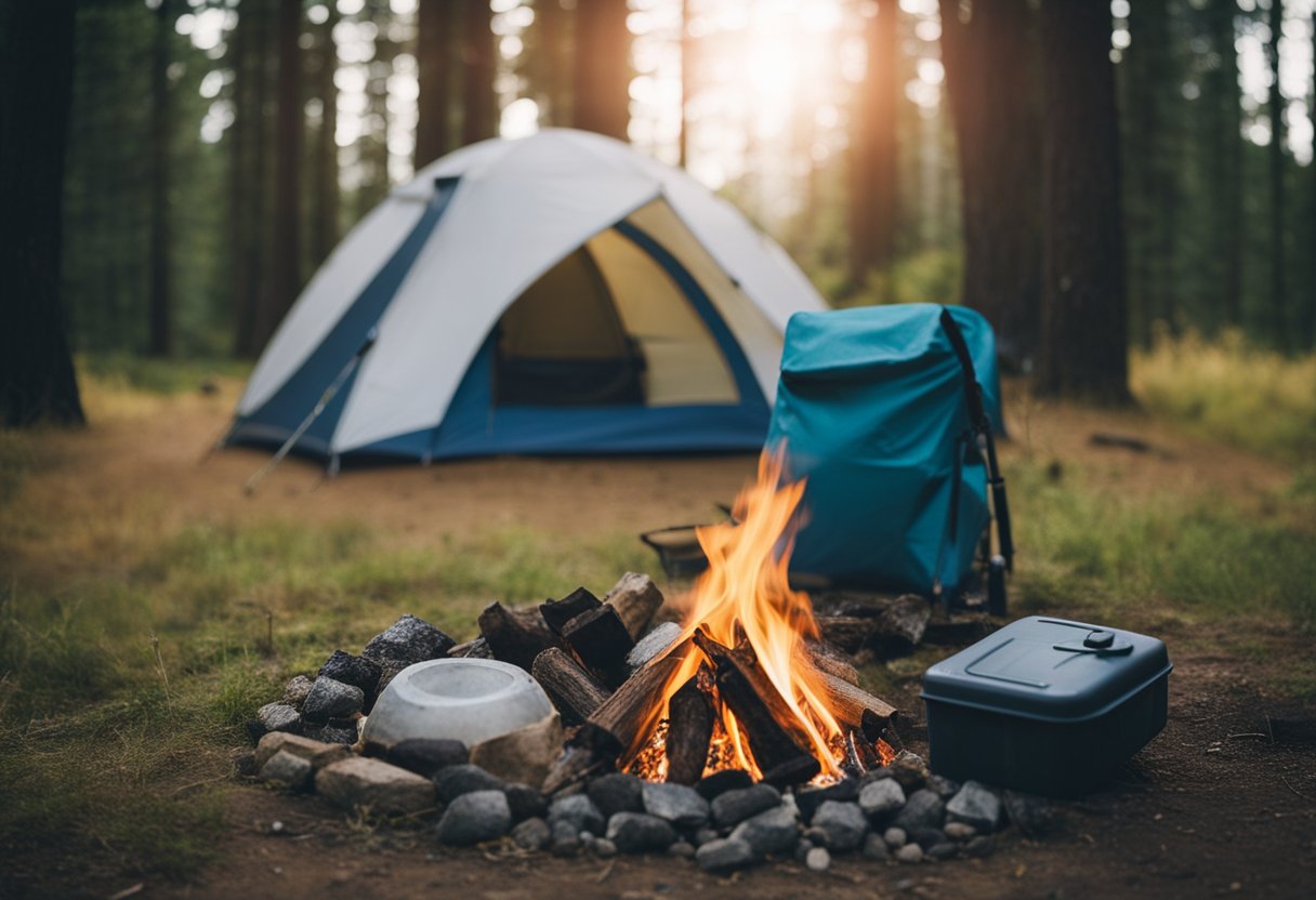 Campsite with proper waste disposal and minimal campfire impact. No trace left behind