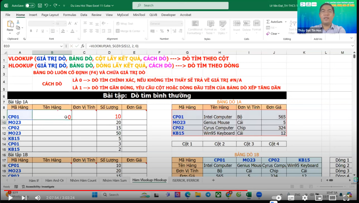 hàm Vlookup - Hlookup