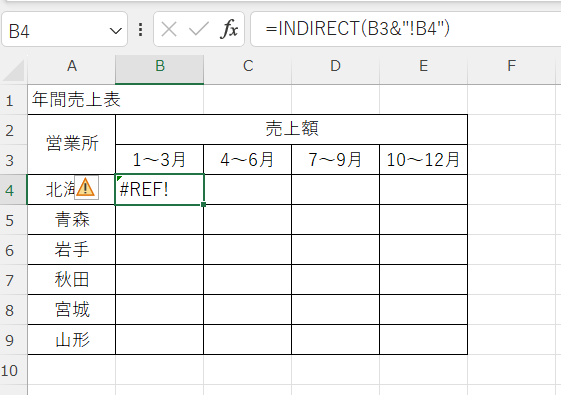 excel indirect