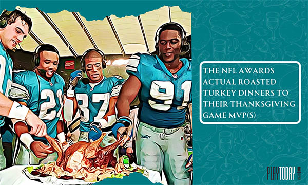 Pictograph of NFL Players Eating Turkey