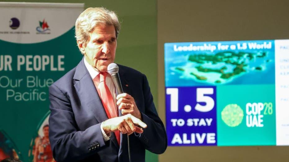 US Climate czar John Kerry speaking at COP 28