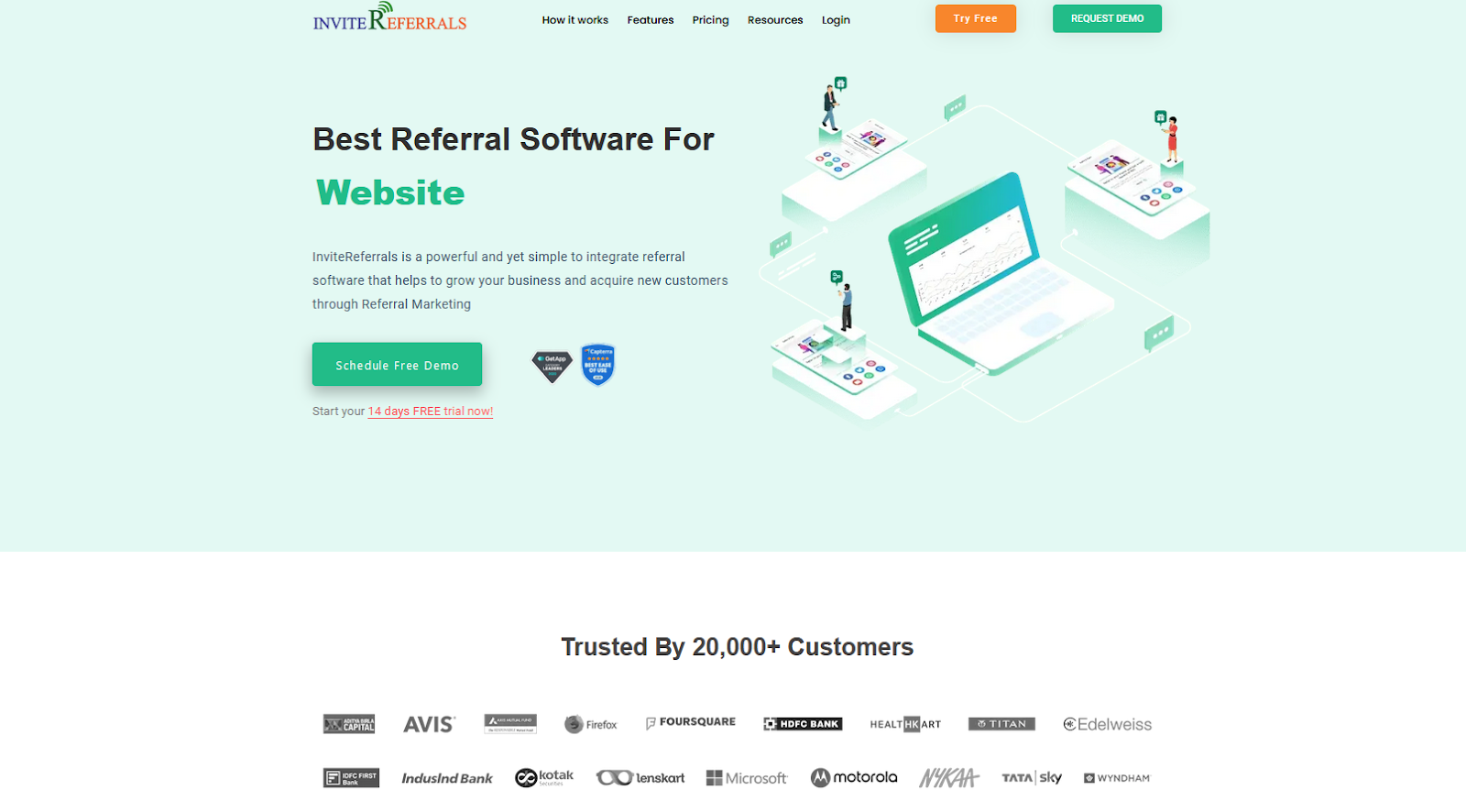 Invite Referral homepage.