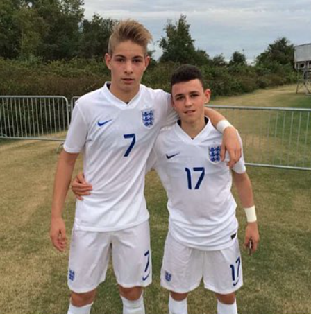 A throwback picture of Smith Rowe and his England teammate Phil Foden
