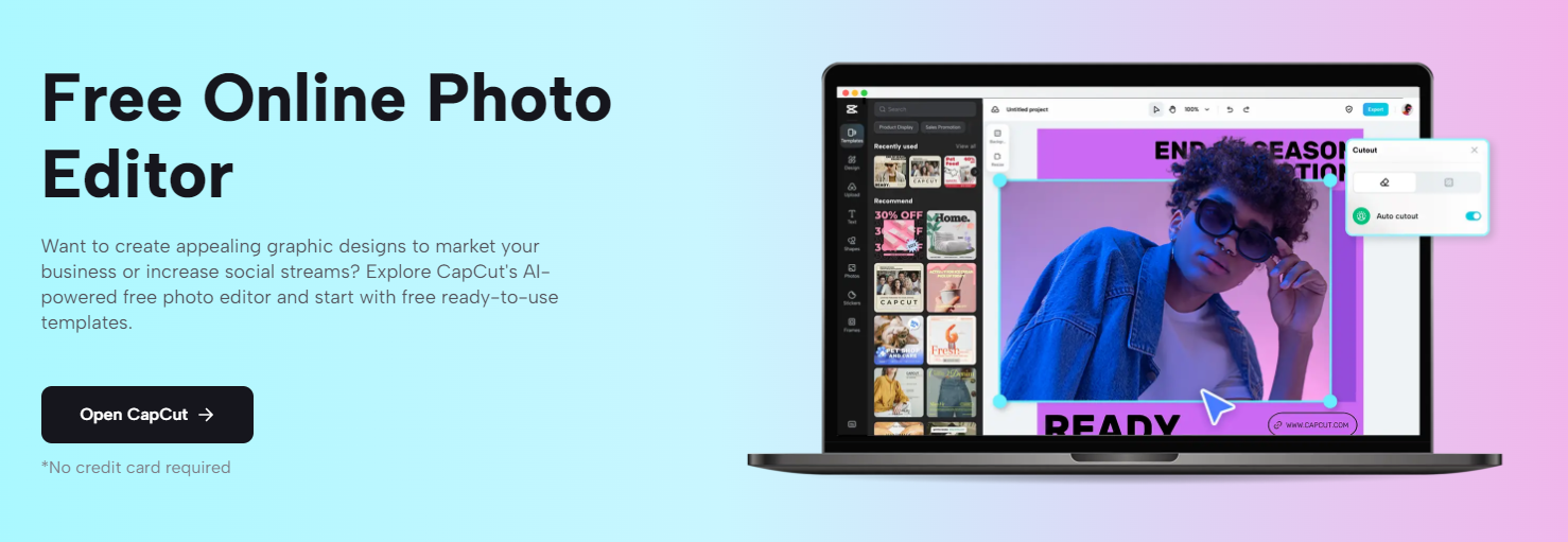 CapCut creative suite for video editing, graphic design, and more