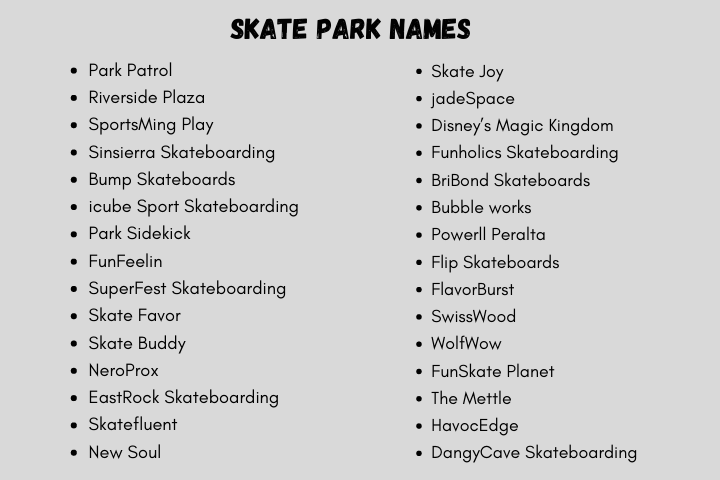 Skate Park Names