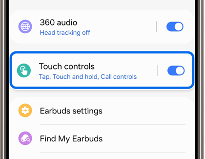 Touch controls option turned on in the Galaxy Wearable app