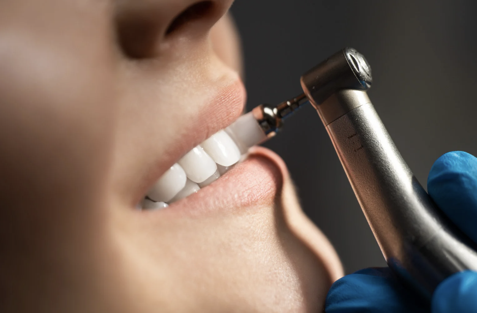 Person getting a dental cleaning