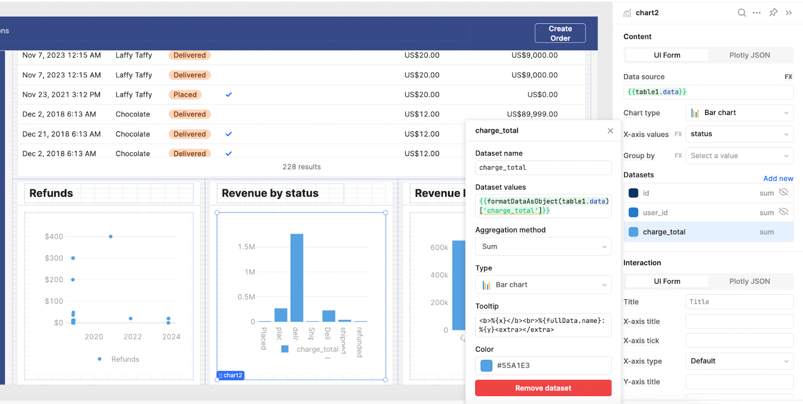 Chart options in CRUD app