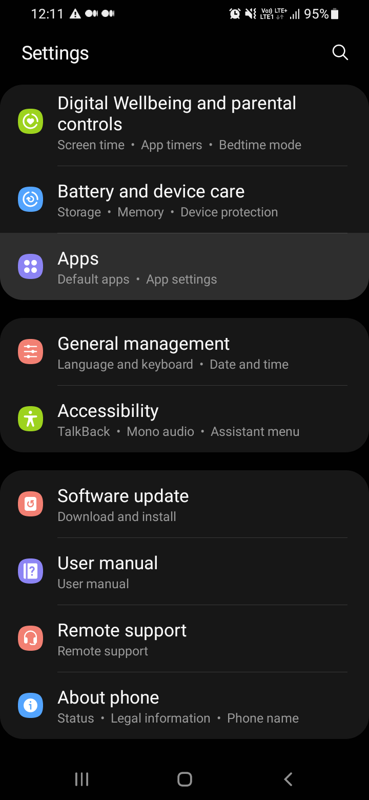 Open Settings and go to apps 