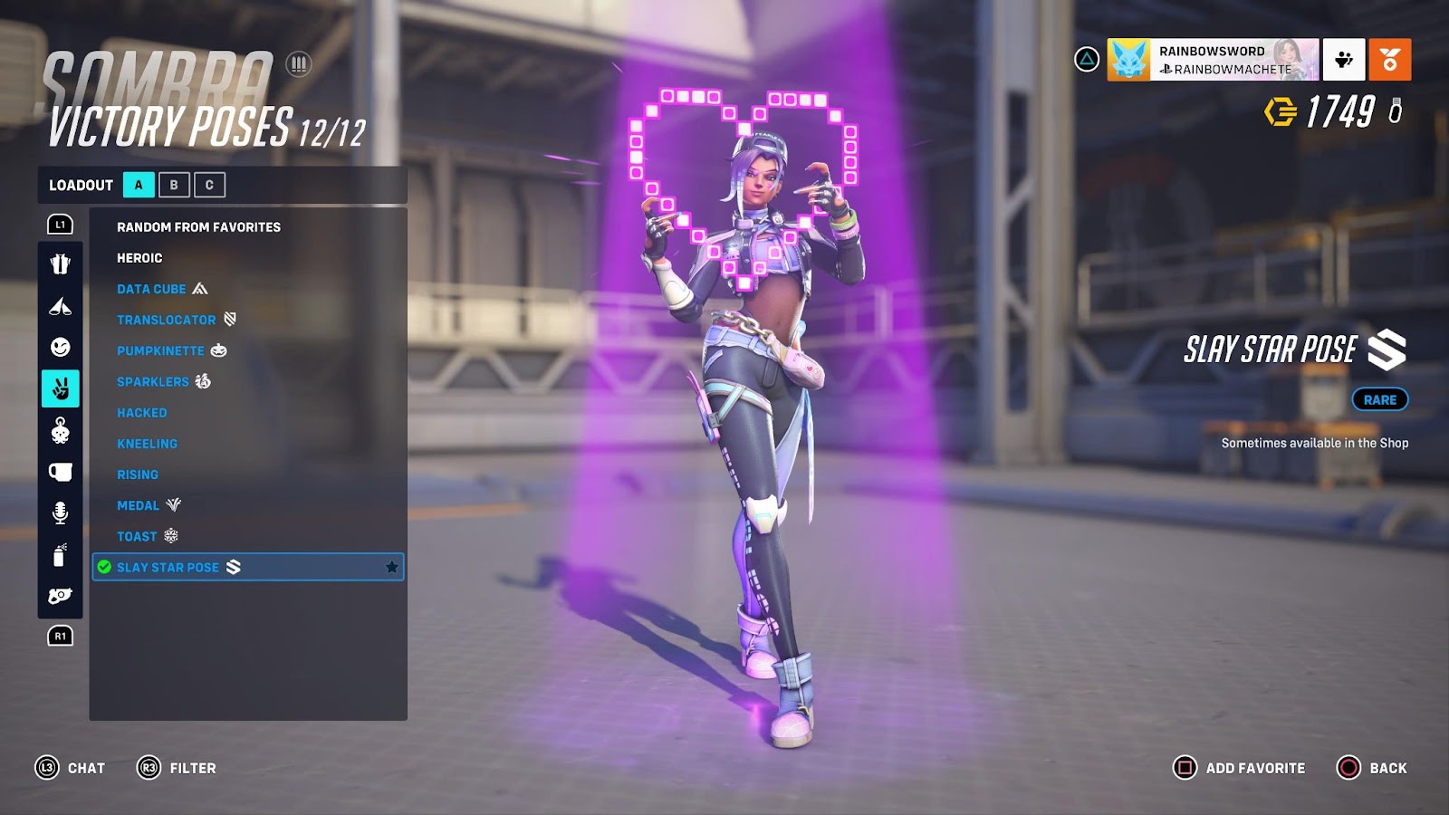 A screenshot of Sombra's skin from the Le Sserafim x Overwatch 2 collab. 