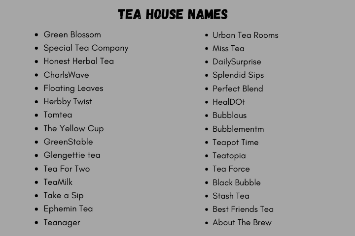 Tea House Name