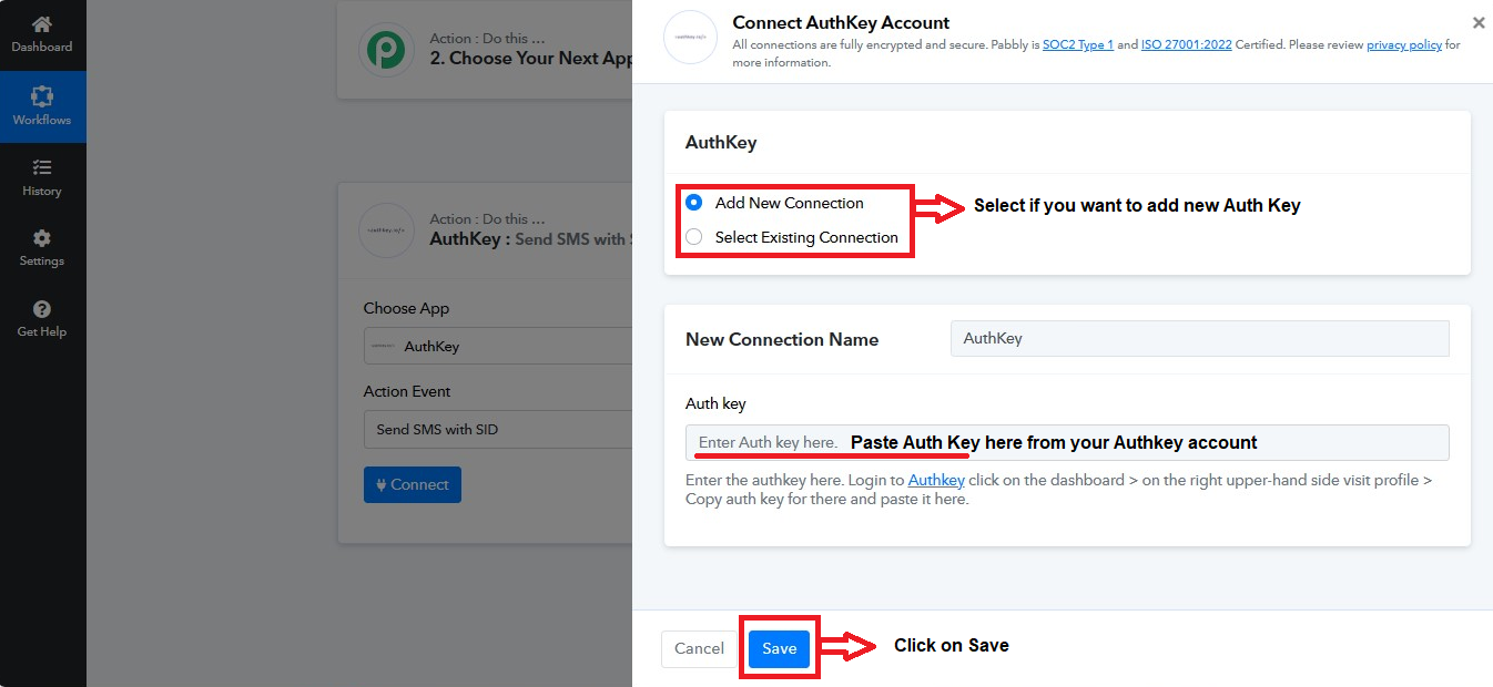 Connect Auth key from profile