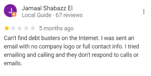 A negative Debt Busters review from a person who didn’t actually use the service and simply wanted to complain about the lack of information they were able to find online. 