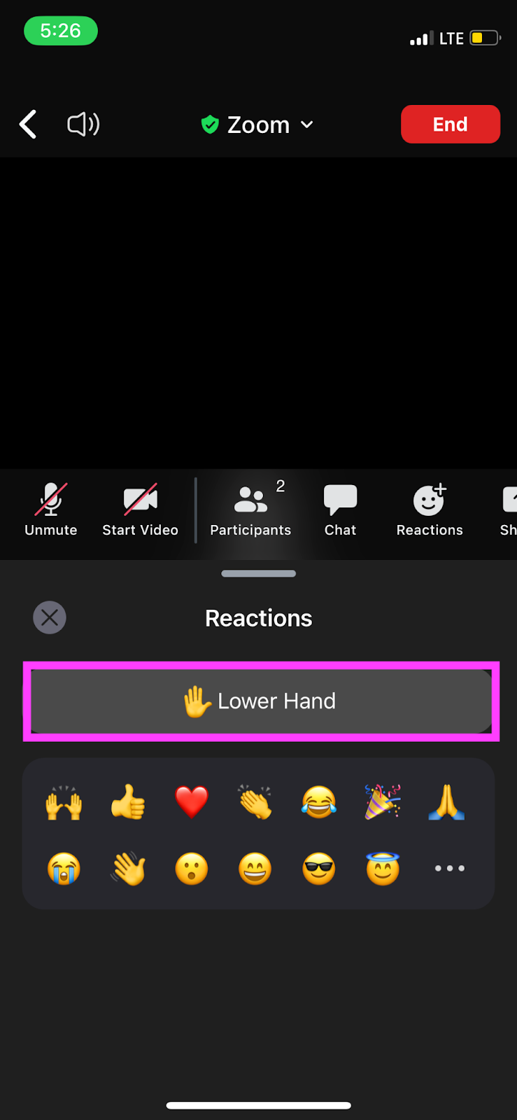 How to raise your hand in Zoom on mobile - Tap on Lower Hand