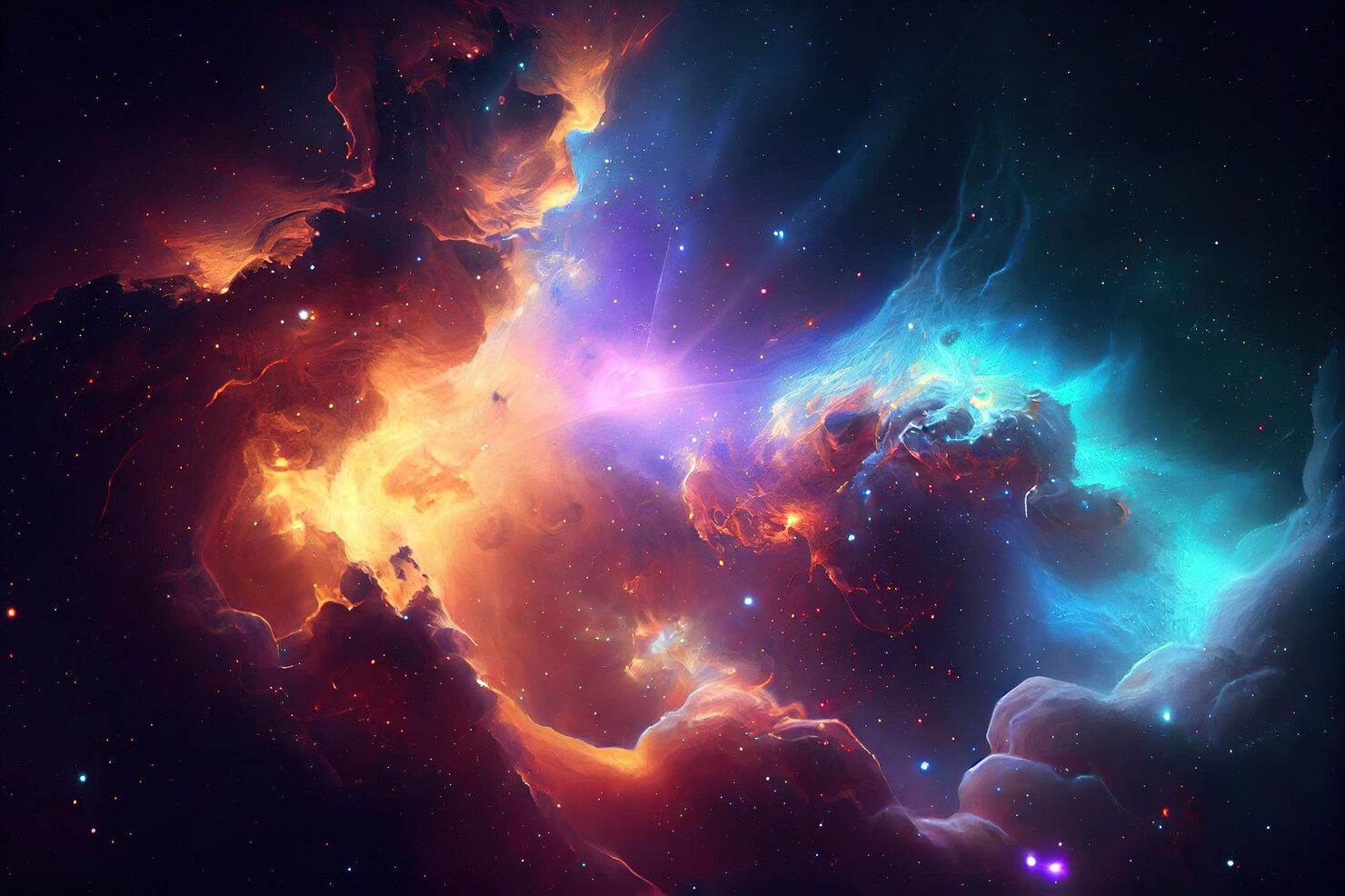 A display of nebulas in space.