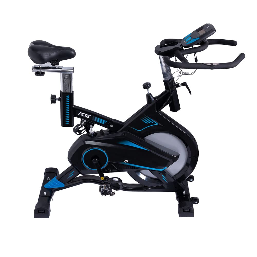 Bicicleta Ergométrica Spinning Pro E17 Acte Sports preto e azul