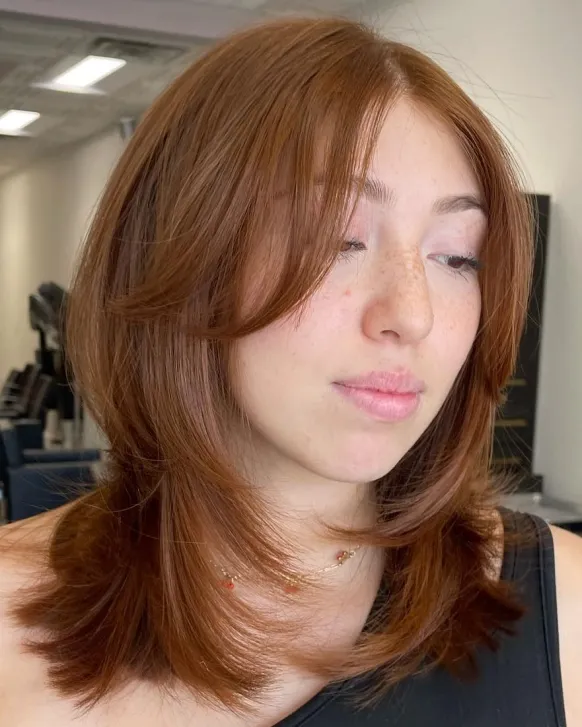 Copper Red Shoulder-Length Hair