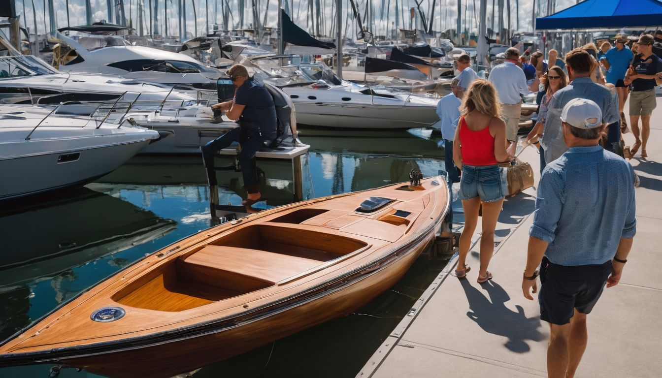 A family explores various boats at the New Orleans Boat Show.