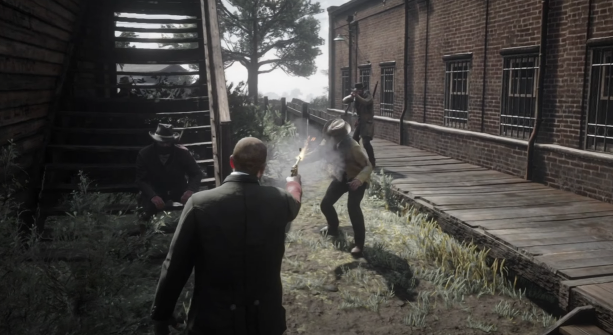 Niko Bellic shooting in Red Dead Redemption 2