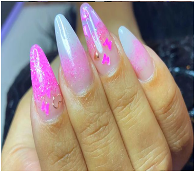 Baby Pink Glitter Nail Design