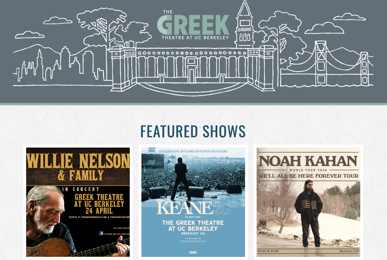 entertainment website examples, greek theater