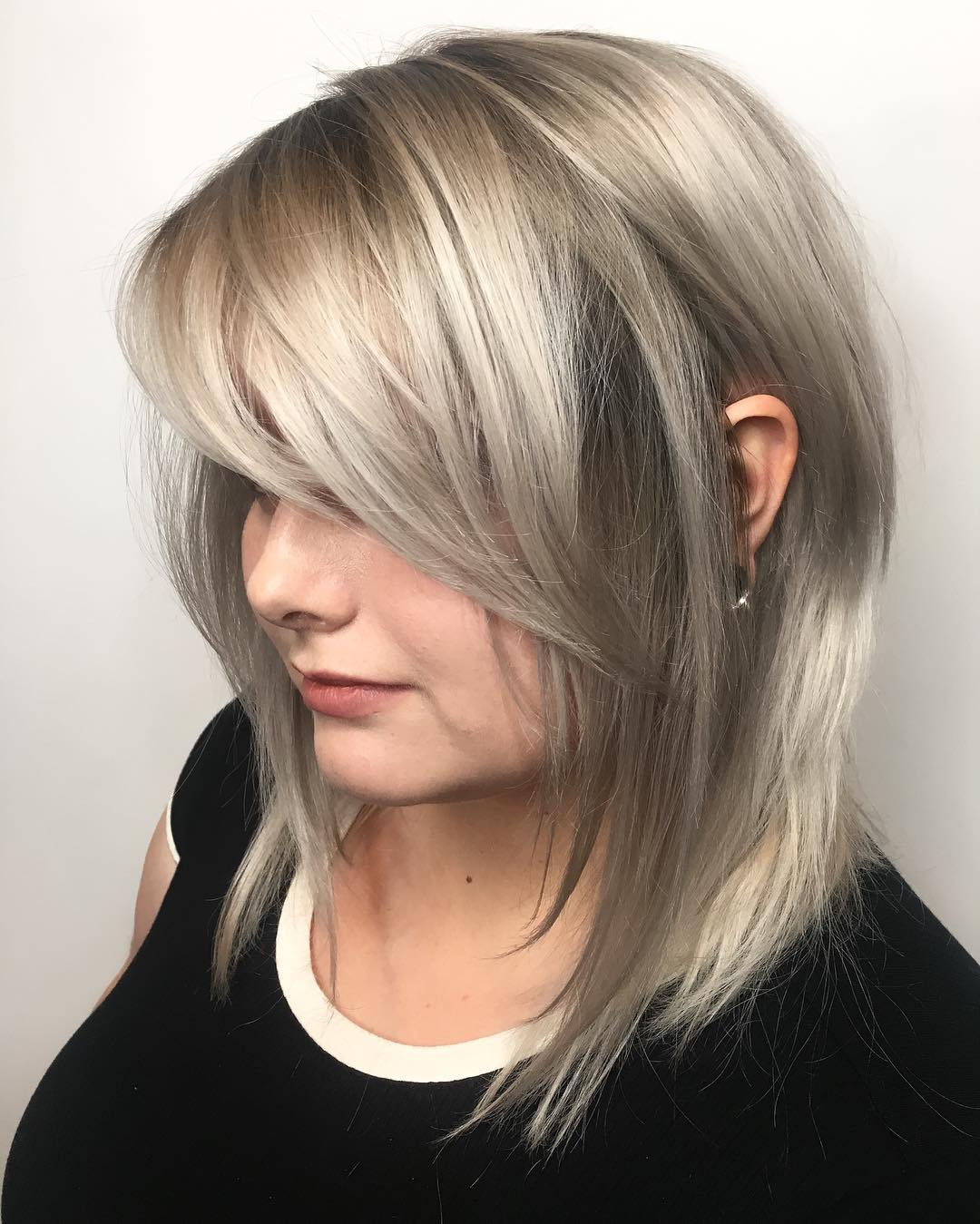 Soft Gray Blonde Lob