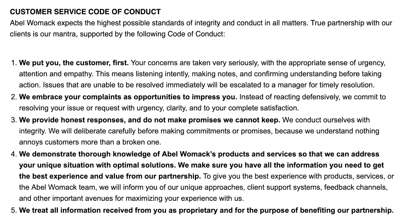 Abdel Womack's Code of Conduct Example