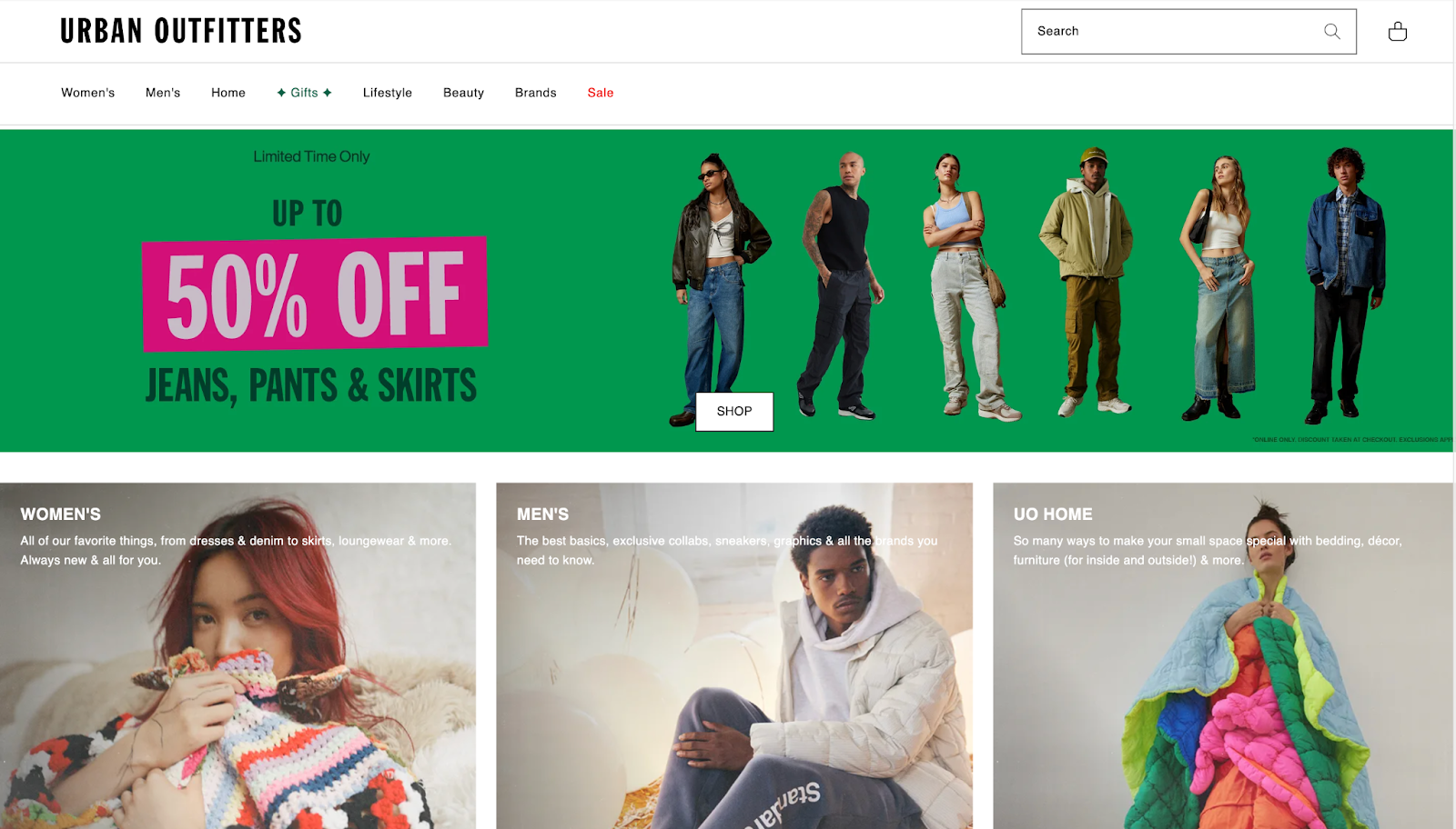 Urban Outfitters homepage