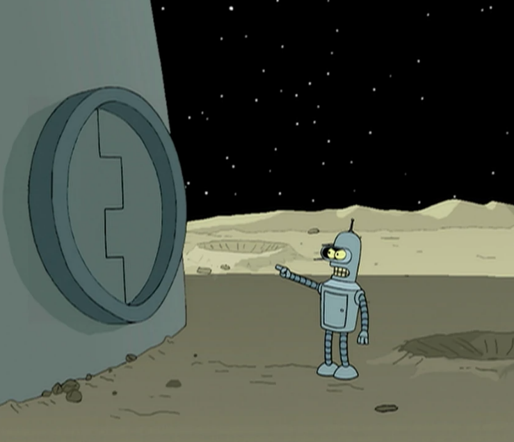Imagem de um robô no espaço (Créditos: Matt Groening, David X. Cohen)