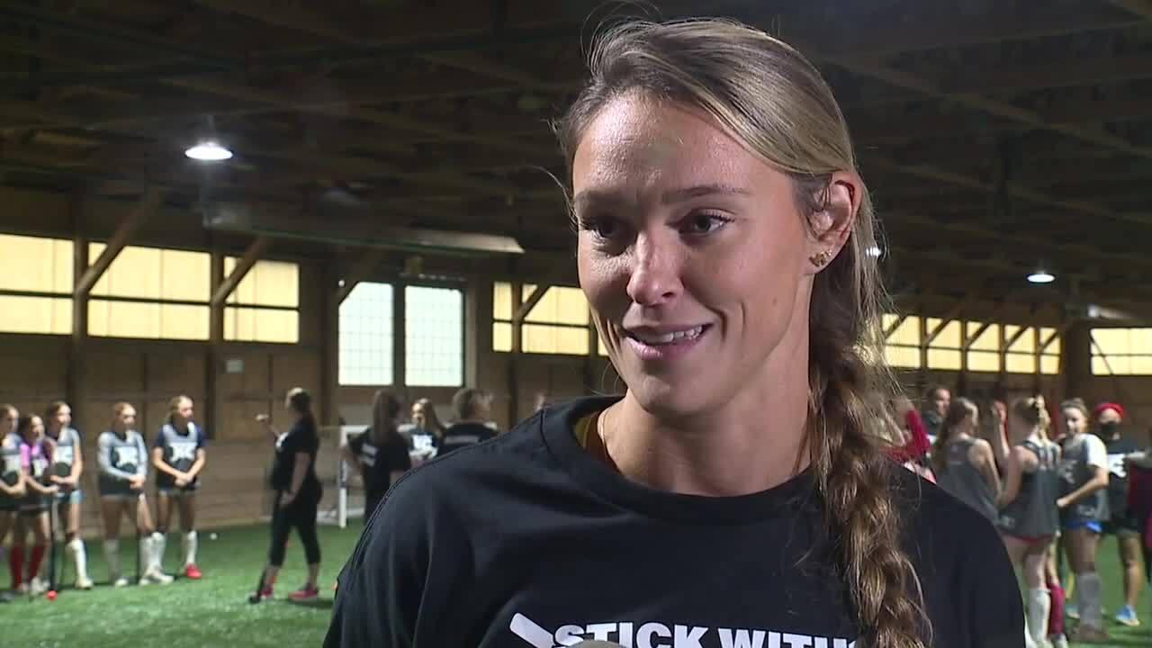 Kylie Kelce inspires next generation of field hockey girls with clinic