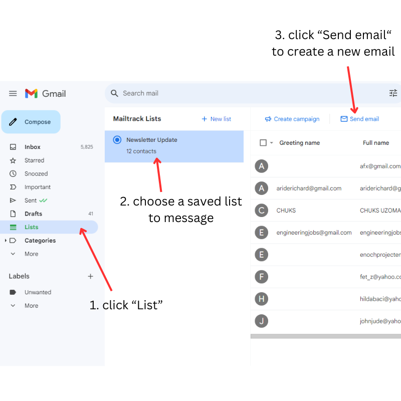 Clicking Send email to create a new email