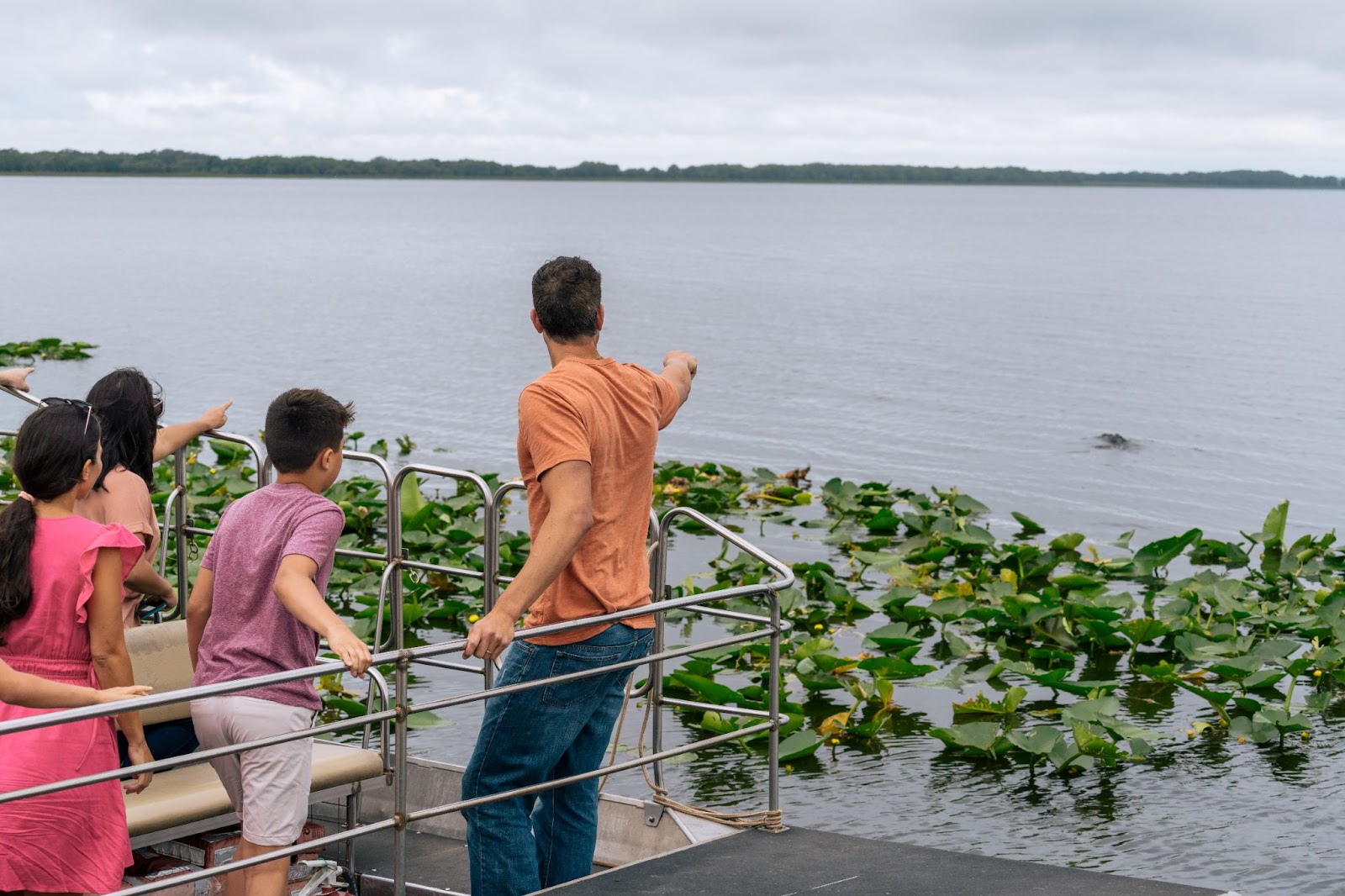 A family enjoys an airboat tour at Wild Florida