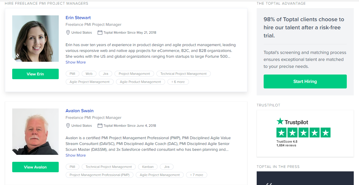 Dedicated Project Managers for Toptal