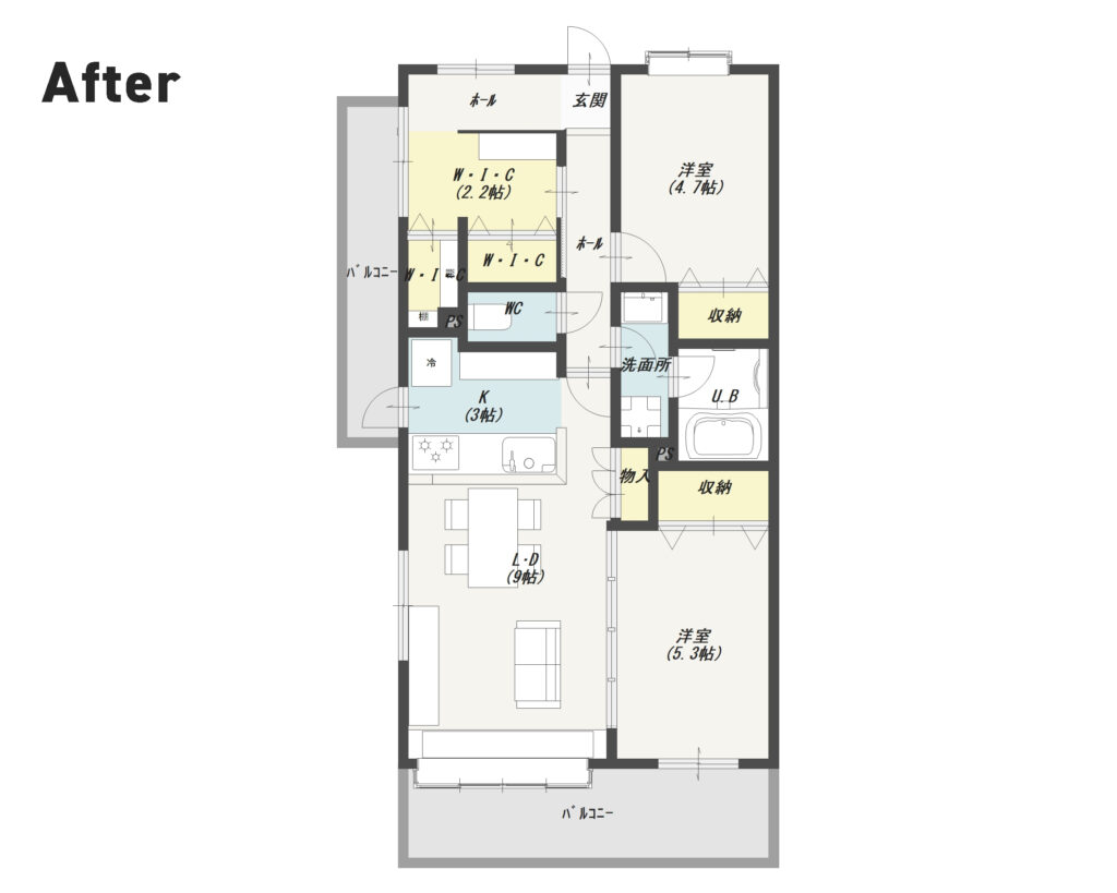 おしゃれなマンションリノベーションの間取り図after