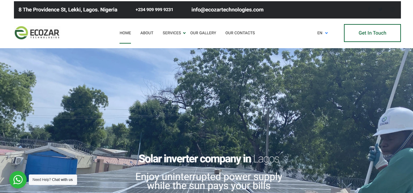 Ecozar Technologies is a leading solar energy company in Nigeria