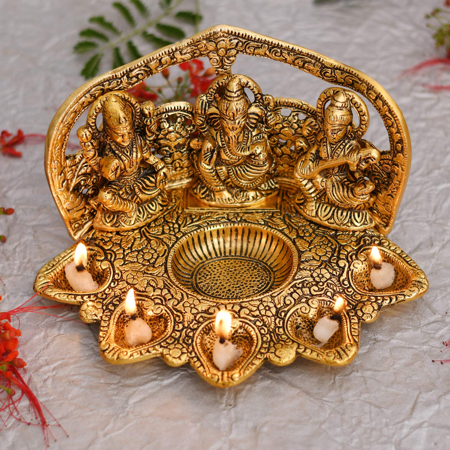 Ganesh Saraswati Idol Diya Oil Lamp Deepak