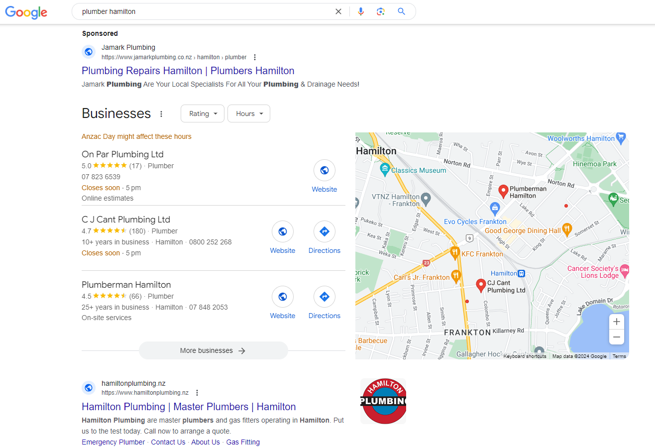  Google Local Pack Results