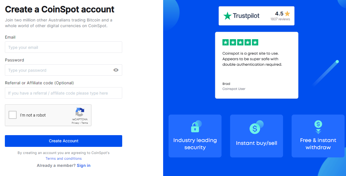 coinspot sign up